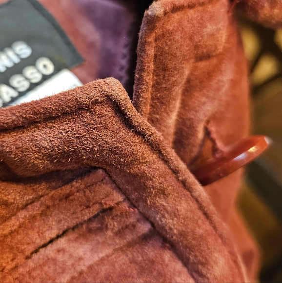 Dennis Basso Vtg Suede Jacket Holiday Maroon S/m - Picture 7 of 10